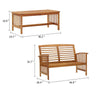 Kim 2pc Garden Lounge Set w Bench and Coffee Table | Slatted Brown Wood BM339754