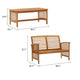 Kim 2pc Garden Lounge Set w Bench and Coffee Table | Slatted Brown Wood BM339754