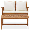 Kim 2pc Garden Lounge Set w Bench and Table | Cream Cushions | Brown Wood BM339755