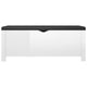 Storage Box Bench w Seat Cushion | White Wood | 41’’ Black Faux Leather BM339756