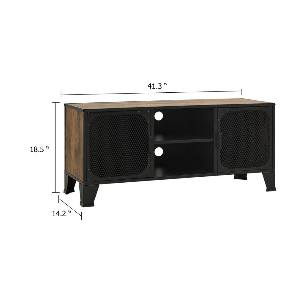 Andy TV Stand Media Cabinet | 2 Doors | 1 Shelf | 41’’ Brown and Black BM339757