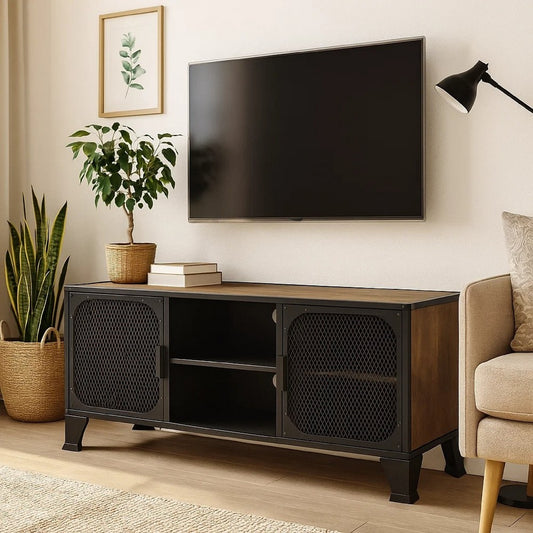 Andy TV Stand Media Cabinet | 2 Doors | 1 Shelf | 41" Brown and Black