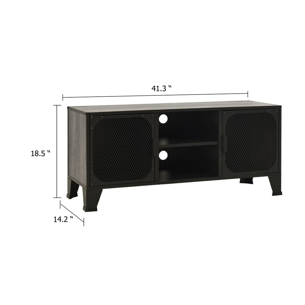 Andy 41’’ TV Stand Media Cabinet | 2 Doors | 1 Shelf | Gray & Black BM339758