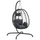 Outdoor Hanging Egg Chair Swing| Gray Cushions | Black Poly Rattan