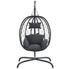 Outdoor Hanging Egg Chair Swing| Gray Cushions | Black Poly Rattan BM339759
