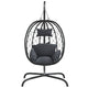 Outdoor Hanging Egg Chair Swing| Gray Cushions | Black Poly Rattan BM339759