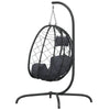 Outdoor Hanging Egg Chair Swing| Gray Cushions | Black Poly Rattan BM339759