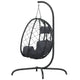 Outdoor Hanging Egg Chair Swing| Gray Cushions | Black Poly Rattan BM339759