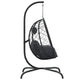 Outdoor Hanging Egg Chair Swing| Gray Cushions | Black Poly Rattan BM339759