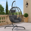 Outdoor Hanging Egg Chair Swing| Gray Cushions | Black Poly Rattan BM339759