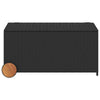 Saki Outdoor Storage Box | Rectangular Black Poly Rattan | Wood Wheels BM339760
