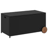 Saki Outdoor Storage Box | Rectangular Black Poly Rattan | Wood Wheels BM339760