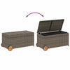Saki Outdoor Storage Box | Rectangular Gray Poly Rattan | Wood Wheels BM339761