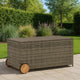 Saki Outdoor Storage Box | Rectangular Gray Poly Rattan | Wood Wheels BM339761