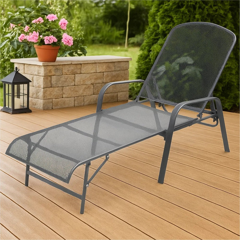 Sun Lounger | Anthracite Gray Steel Frame | Adjustable Backrest | 72’’ BM339762