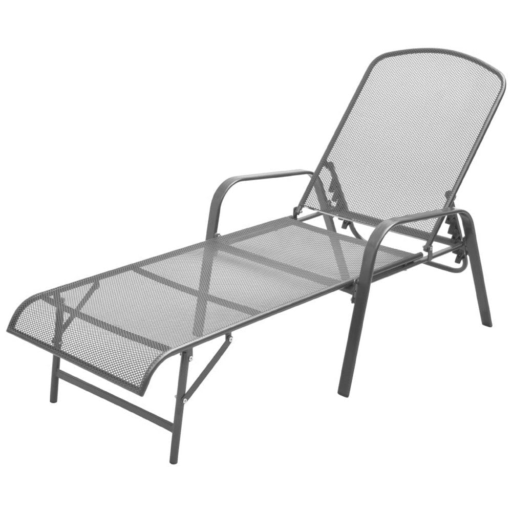 Sun Lounger | Anthracite Gray Steel Frame | Adjustable Backrest | 72"