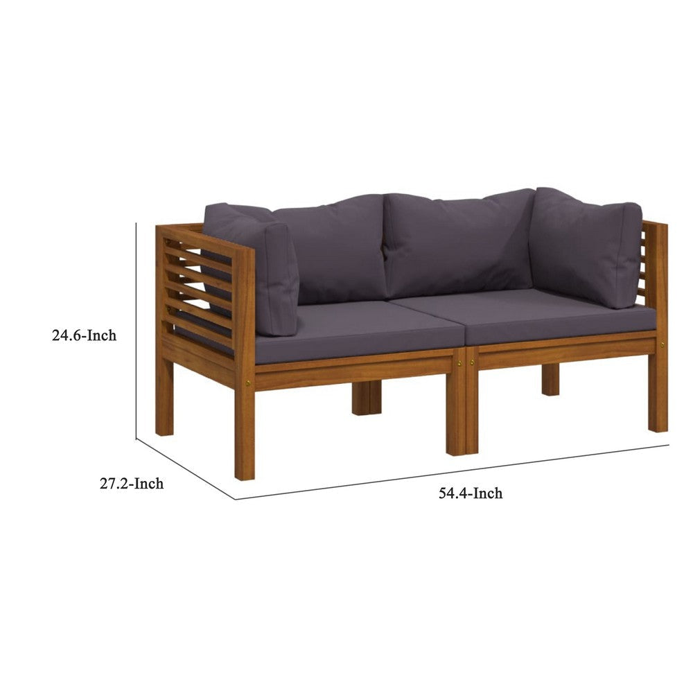 Outdoor Corner Sofa Set of 2 | Gray Polyester | Brown Wood | 27’’ BM339763