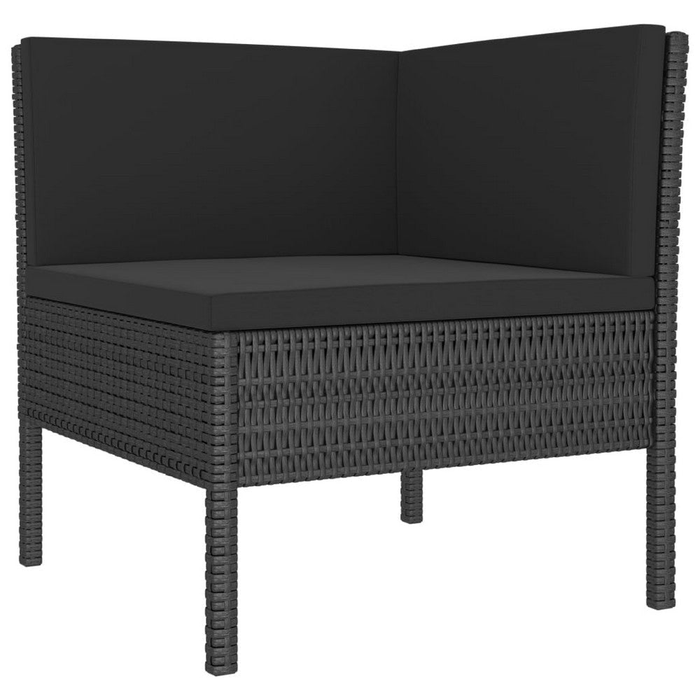 Penny 3pc Outdoor Corner Sofa Set | 2 Middle Seats | Black Faux Rattan BM339764