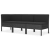 Penny 3pc Outdoor Corner Sofa Set | 2 Middle Seats | Black Faux Rattan BM339764