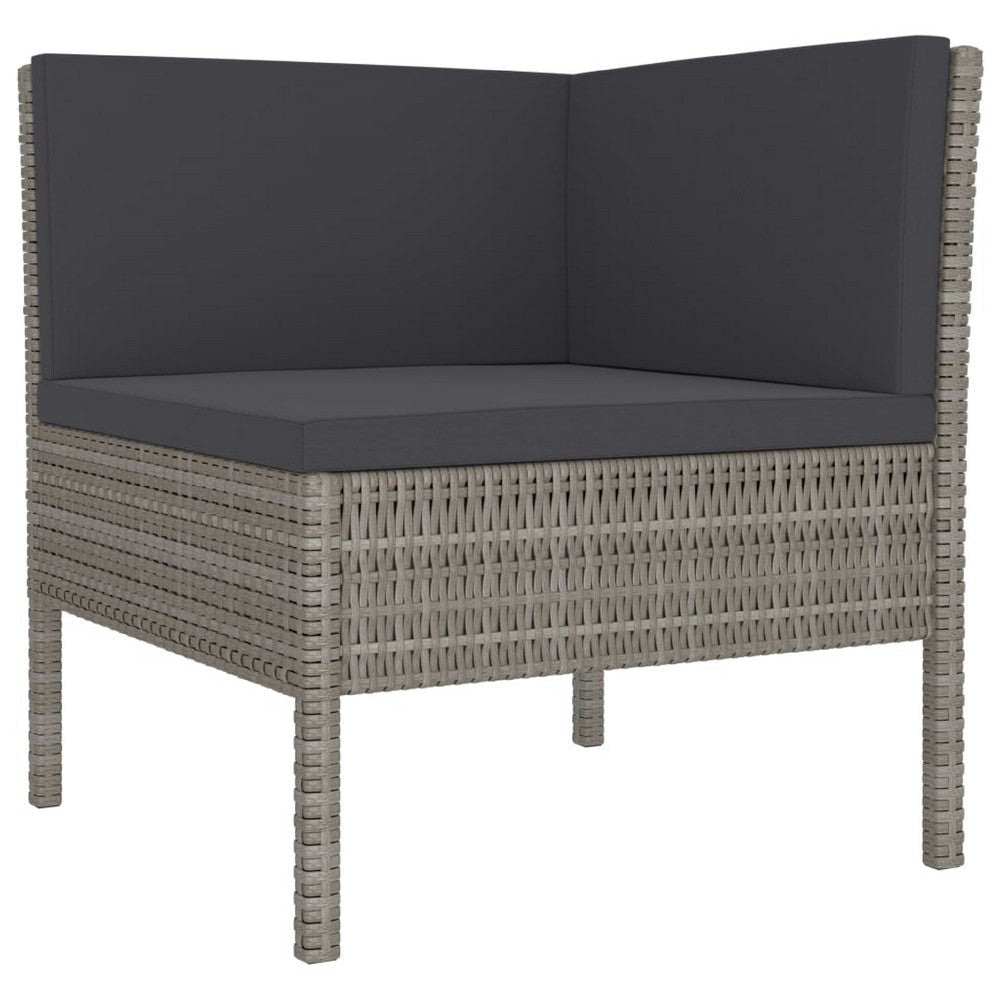 Penny 3pc Outdoor Corner Sofa Set | 2 Middle Seats | Gray Faux Rattan BM339765