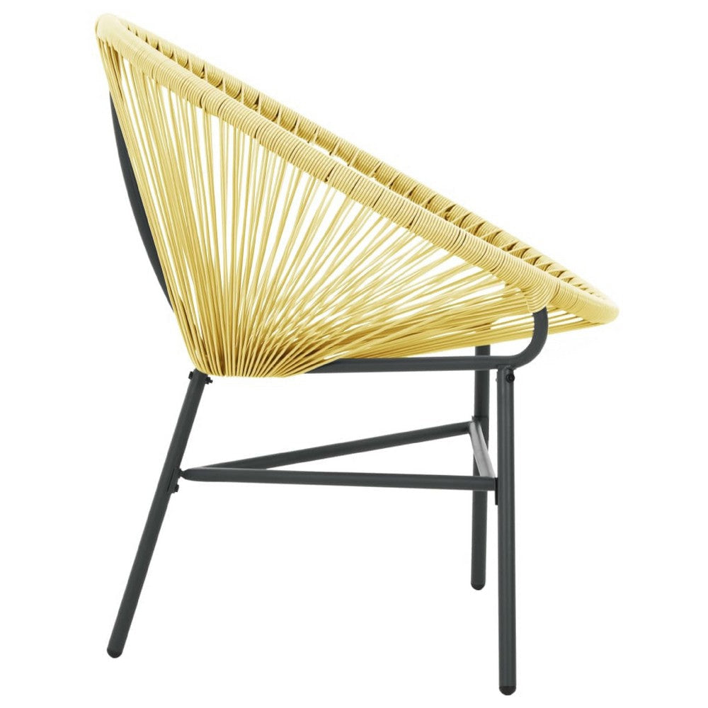 Jackie Outdoor Acapulco Chair | Beige Poly Rattan | Powder Coated Steel BM339766