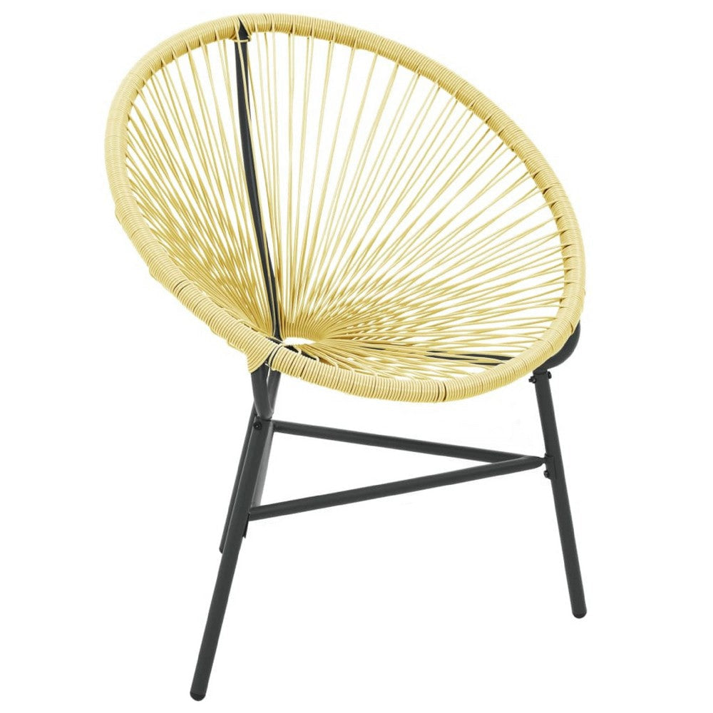 Jackie Outdoor Acapulco Chair | Beige Poly Rattan | Powder Coated Steel