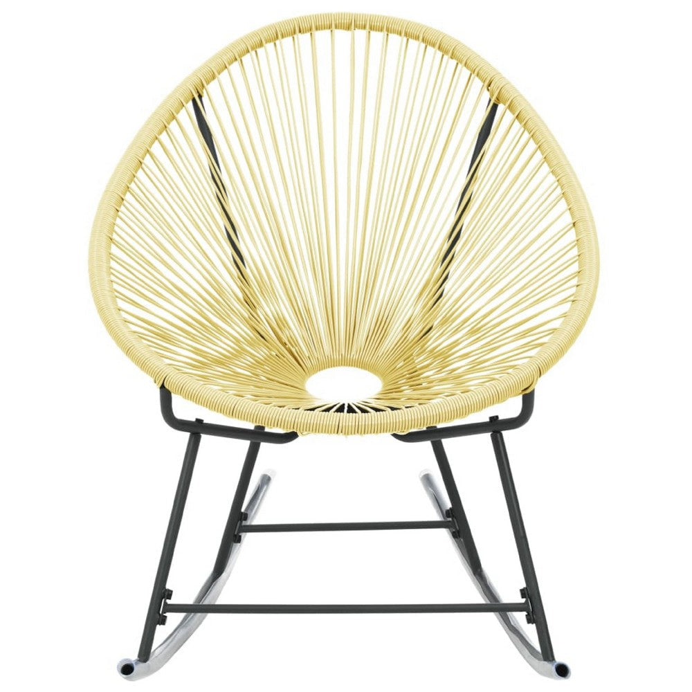Jackie Rocking Acapulco Chair | Beige Poly Rattan | Powder Coated Steel BM339767