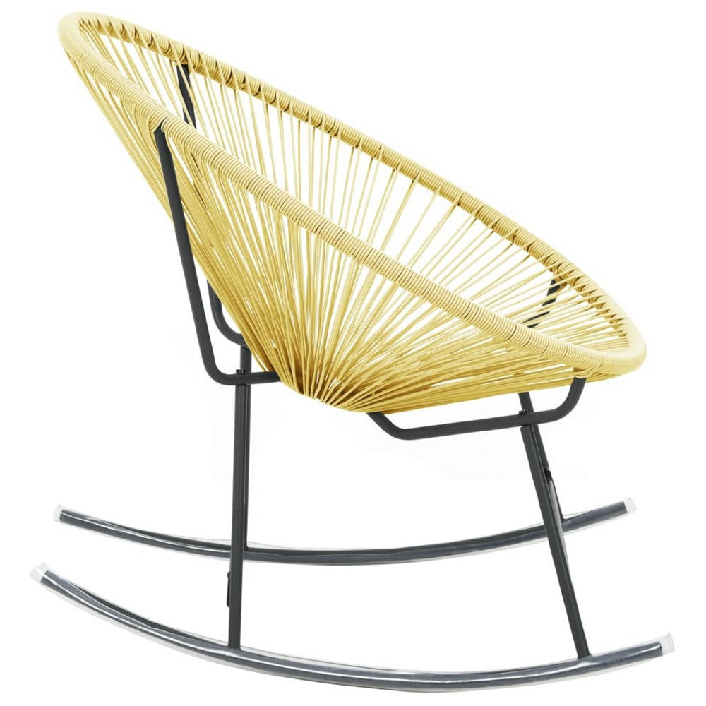 Jackie Rocking Acapulco Chair | Beige Poly Rattan | Powder Coated Steel BM339767