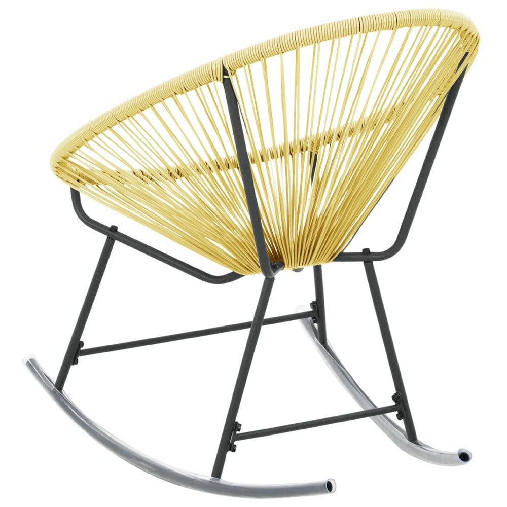 Jackie Rocking Acapulco Chair | Beige Poly Rattan | Powder Coated Steel BM339767