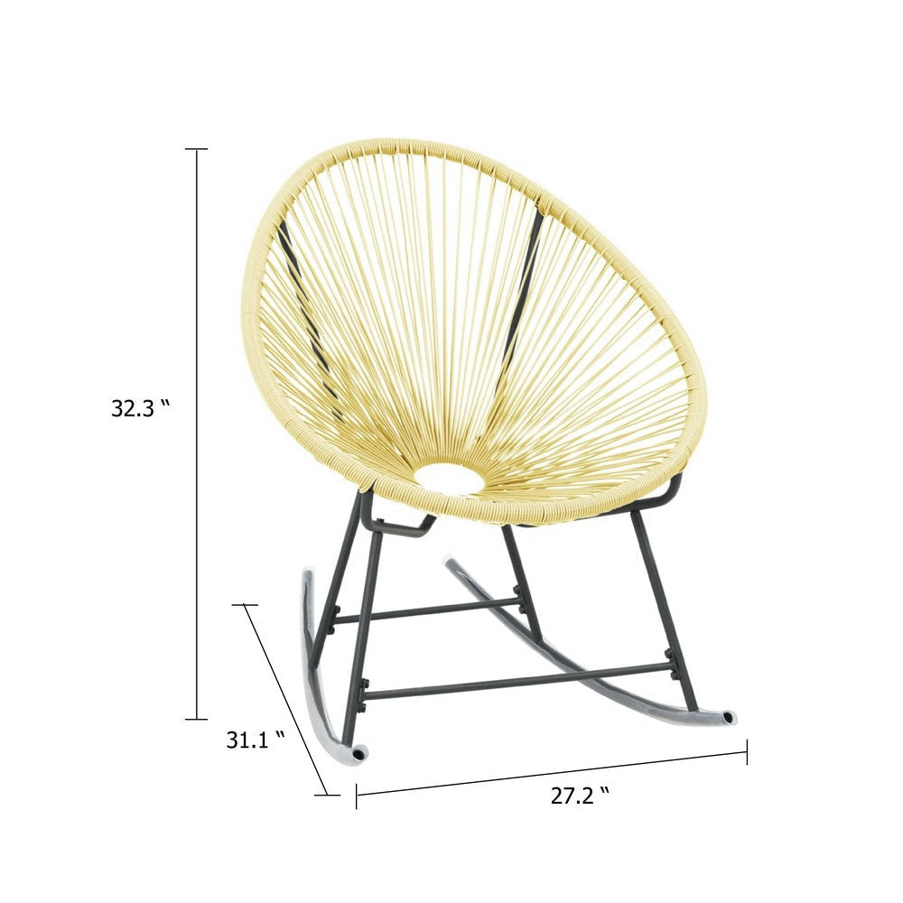 Jackie Rocking Acapulco Chair | Beige Poly Rattan | Powder Coated Steel BM339767