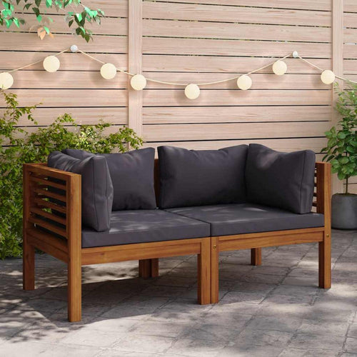 Linzy Outdoor Corner Sofa | Charcoal Gray Polyester | Brown Wood | 27"