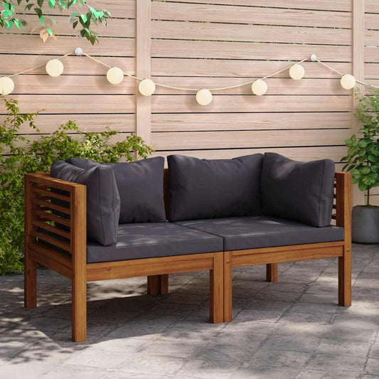 Linzy Outdoor Corner Sofa | Charcoal Gray Polyester | Brown Wood | 27"