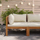 Linzy Outdoor Corner Sofa | Cream Polyester | Brown Acacia Wood | 27"