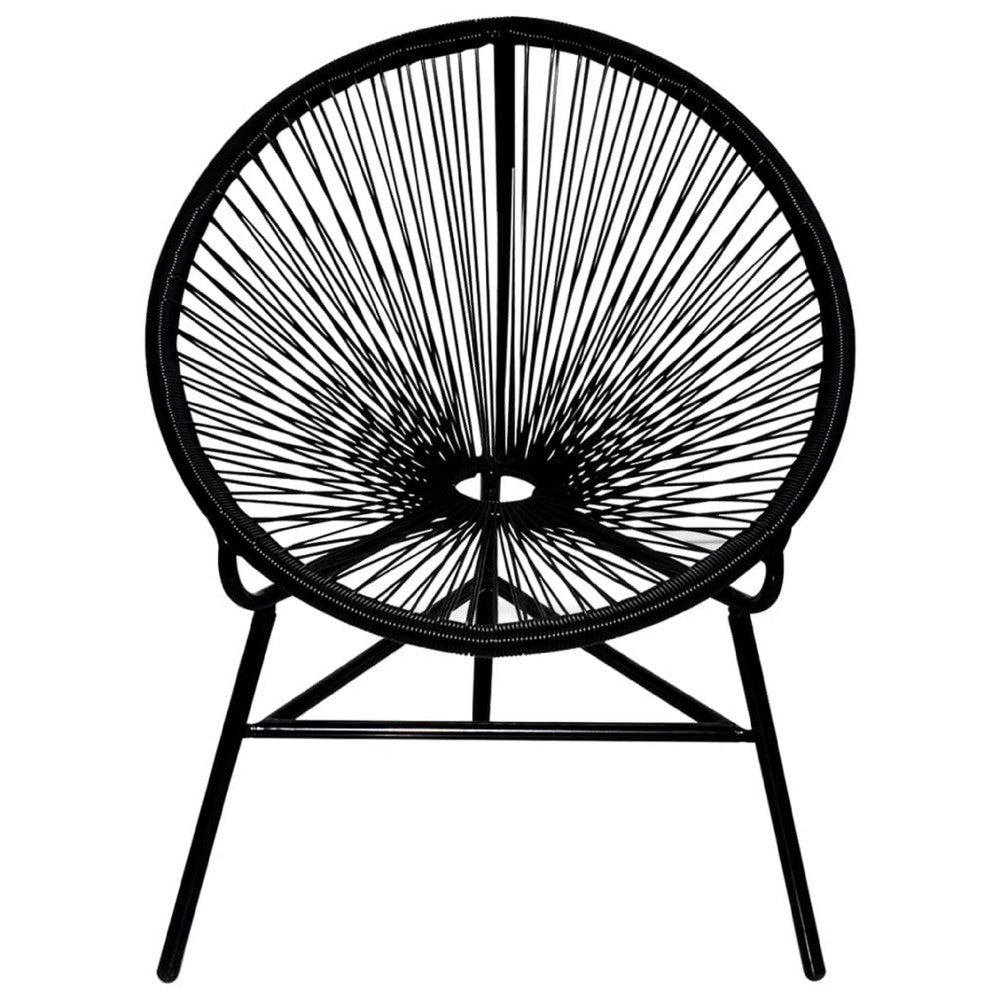 Outdoor Chair | Black Poly Rattan | Powder Coated Steel | Round Shape BM339771