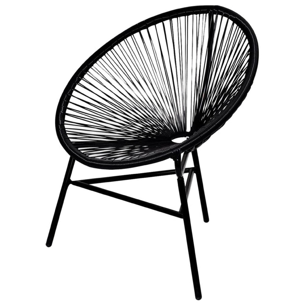 Outdoor Chair | Black Poly Rattan | Powder Coated Steel | Round Shape BM339771
