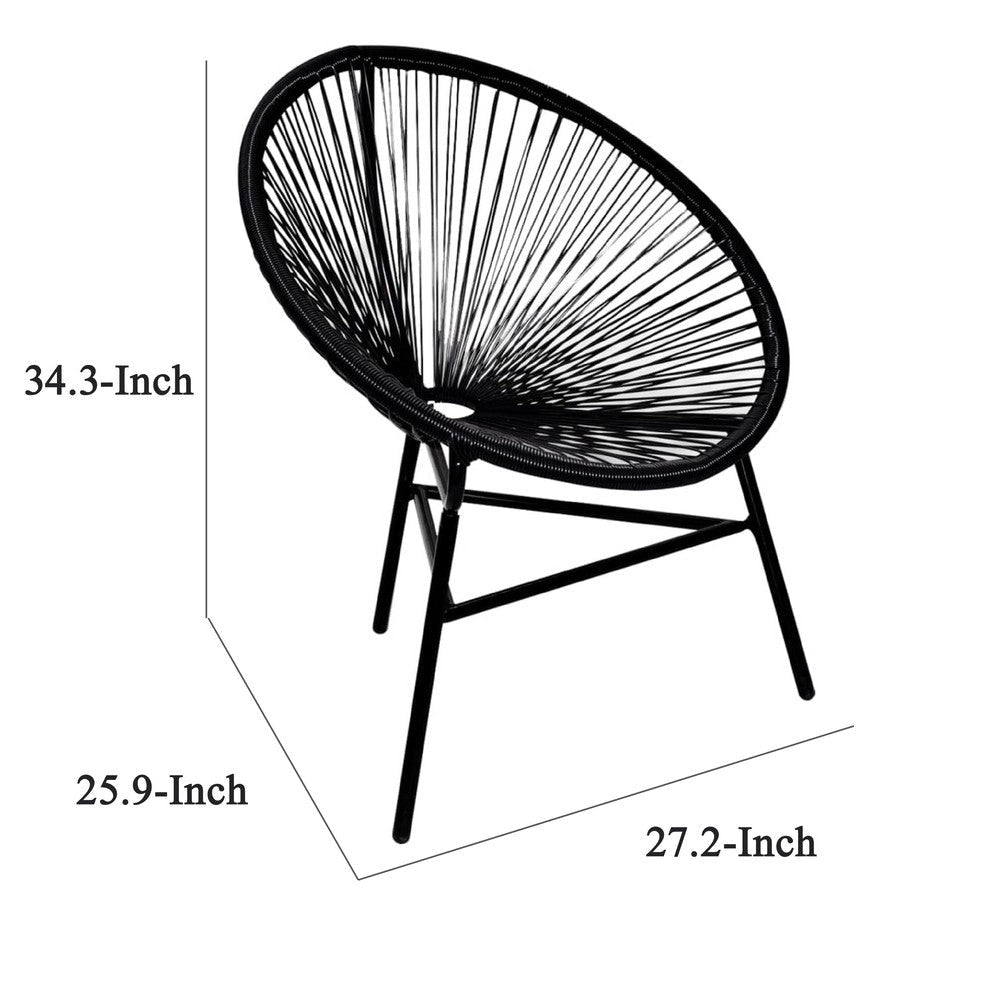 Outdoor Chair | Black Poly Rattan | Powder Coated Steel | Round Shape BM339771