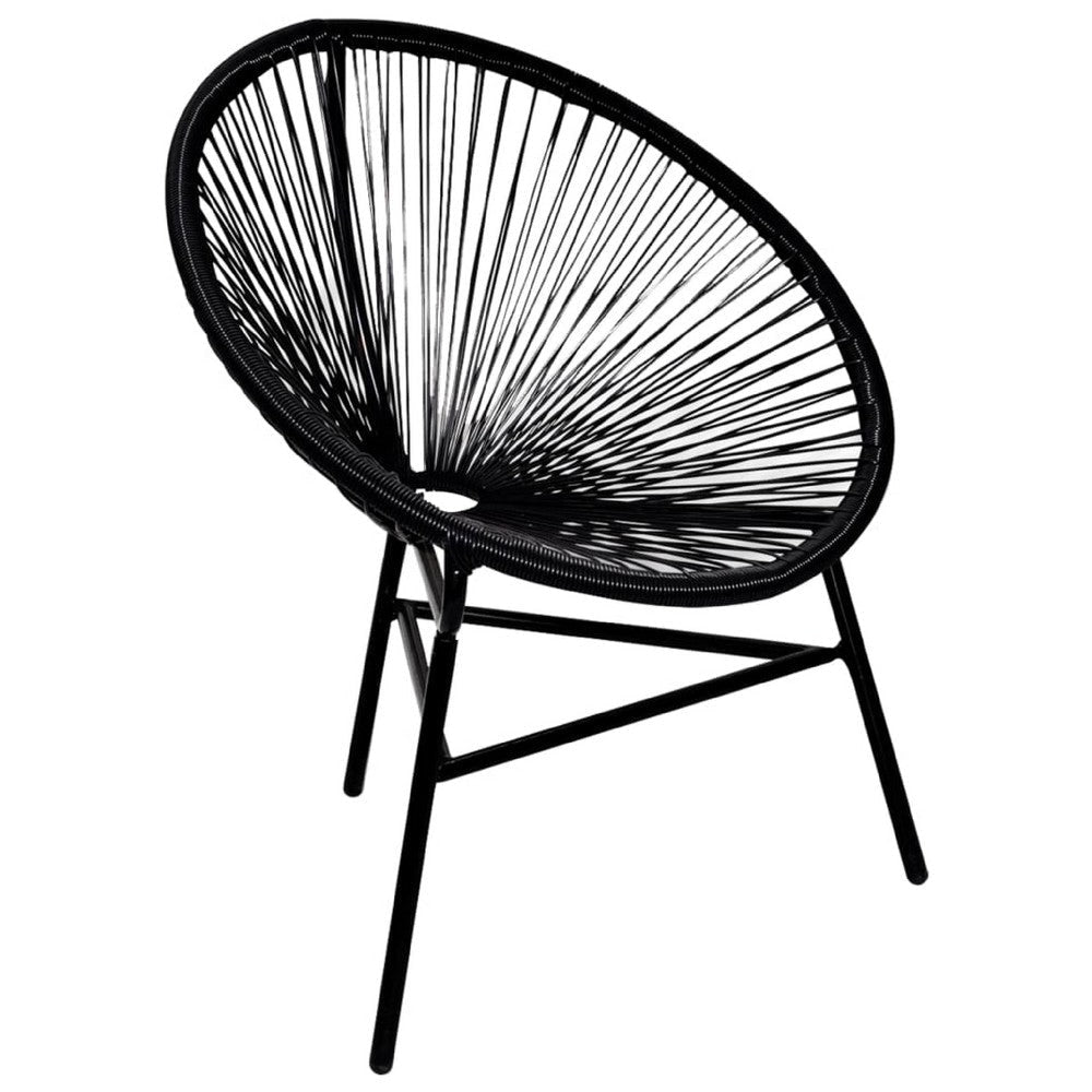 Outdoor Chair | Black Poly Rattan | Powder Coated Steel | Round Shape