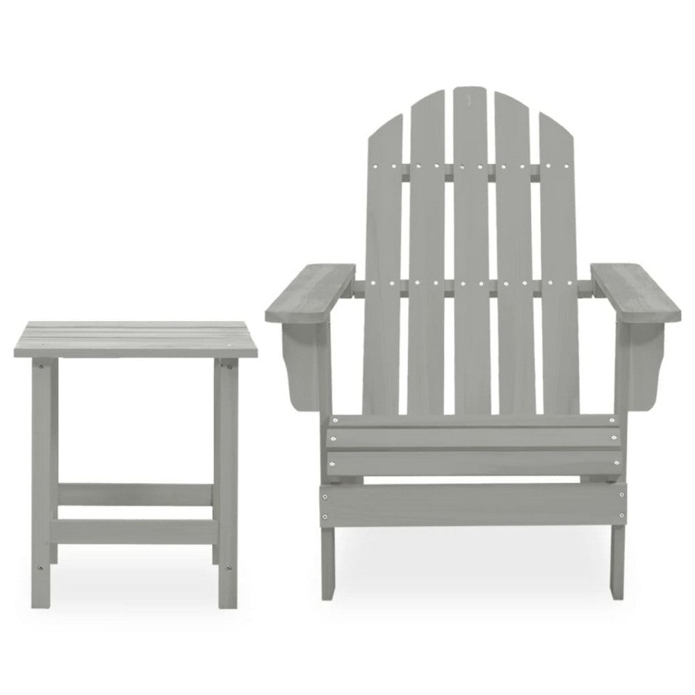 Neena 2pc Outdoor Adirondack Chair & Side Table | Slatted Gray Firwood BM339772