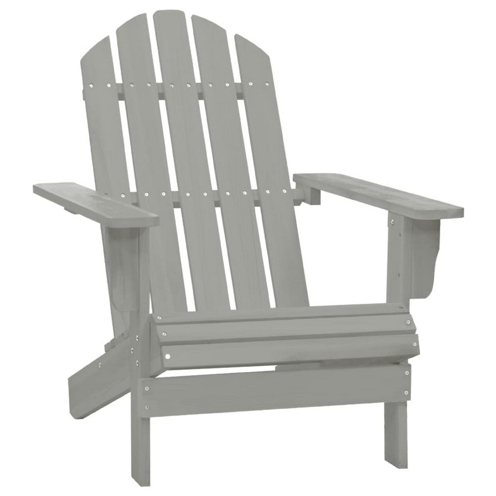 Neena 2pc Outdoor Adirondack Chair & Side Table | Slatted Gray Firwood BM339772