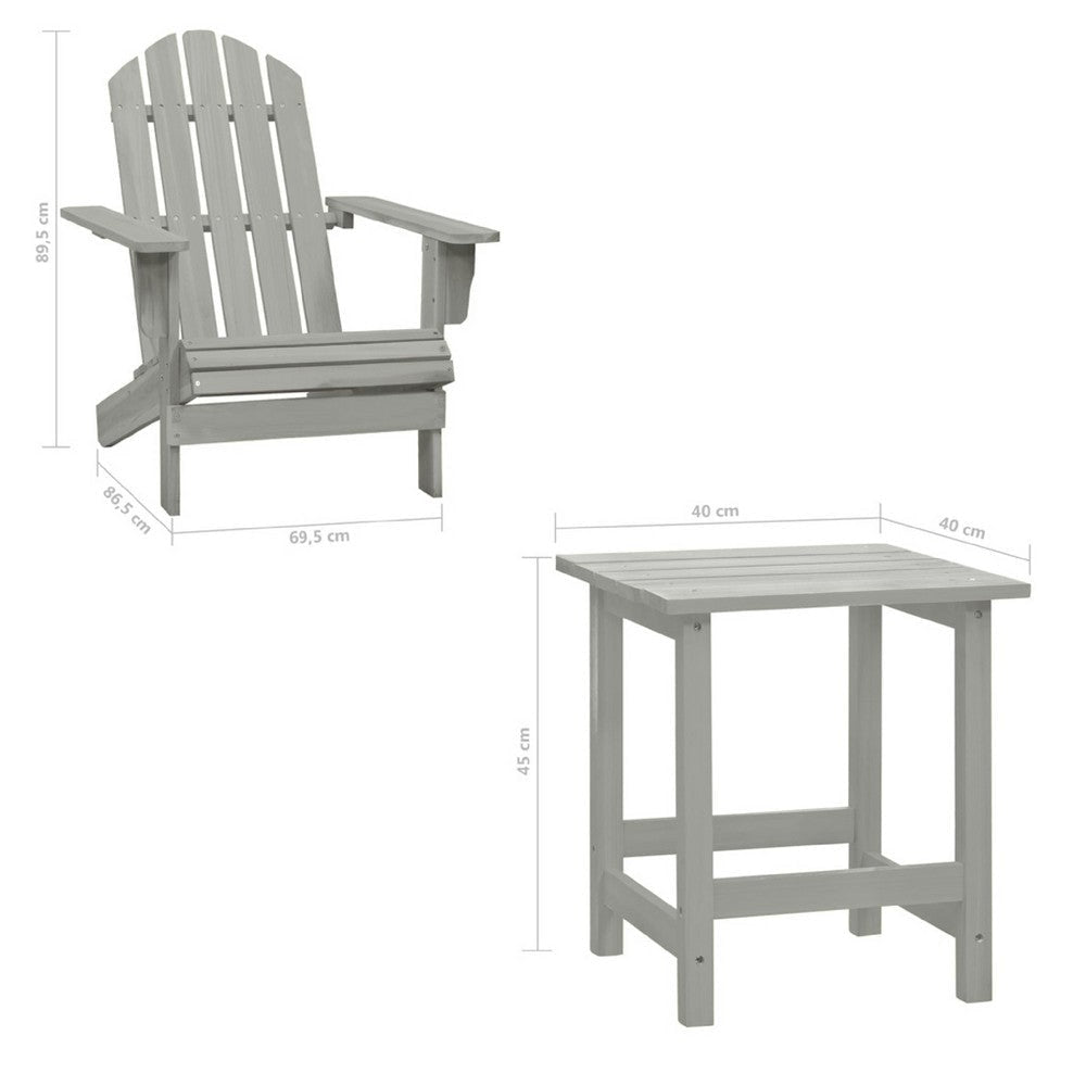 Neena 2pc Outdoor Adirondack Chair & Side Table | Slatted Gray Firwood BM339772