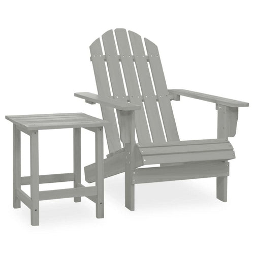 Neena 2pc Outdoor Adirondack Chair & Side Table | Slatted Gray Firwood