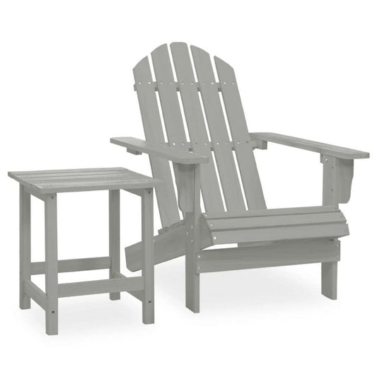 Neena 2pc Outdoor Adirondack Chair & Side Table | Slatted Gray Firwood