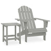 Neena 2pc Outdoor Adirondack Chair & Side Table | Slatted Gray Firwood