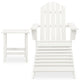 Neena 3pc Outdoor Adirondack Chair Set | White Wood | Table & Ottoman BM339773
