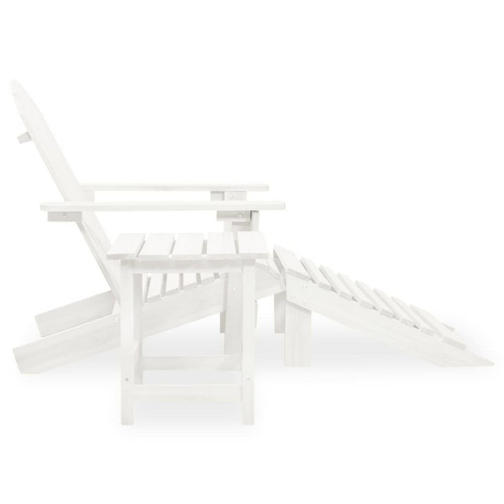 Neena 3pc Outdoor Adirondack Chair Set | White Wood | Table & Ottoman BM339773
