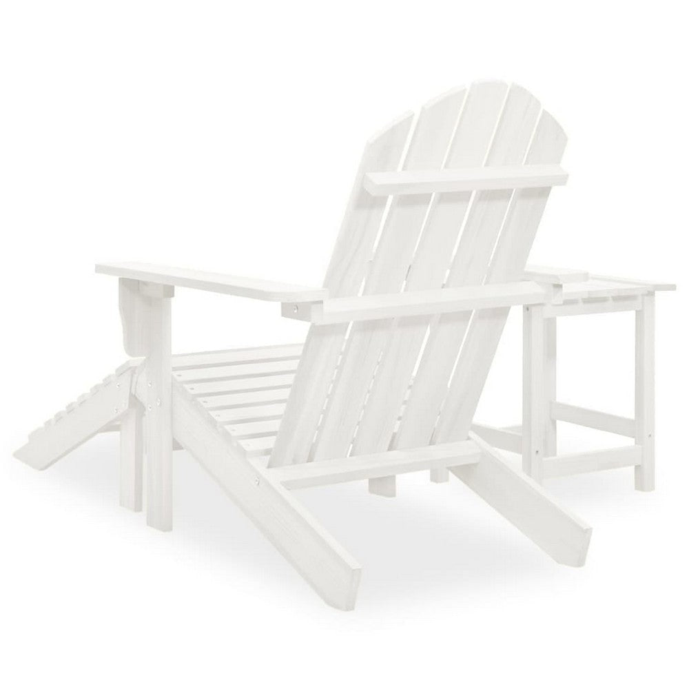 Neena 3pc Outdoor Adirondack Chair Set | White Wood | Table & Ottoman BM339773
