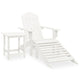 Neena 3pc Outdoor Adirondack Chair Set | White Wood | Table & Ottoman