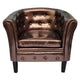 Deina Armchair | Tufted Shiny Brown Faux Leather | Black Wood Legs BM339774