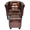 Deina 2pc Armchair & Footstool Set | Brown Faux Leather | Black Wood BM339775