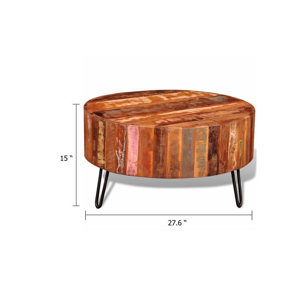Coffee Table | Handcrafted Colorful Brown Solid Reclaimed Wood | 28’’ BM339776